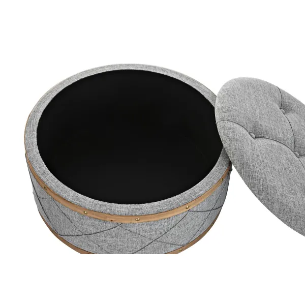 Taburete DKD Home Decor   Dabisks Koks Poliesters Gaiši pelēks (80 x 80 x 43 cm)