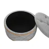 Банкетка DKD Home Decor   Натуральный Деревянный полиэстер Светло-серый (80 x 80 x 43 cm)