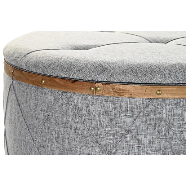 Bench DKD Home Decor   Natural Wood Polyester Light grey (80 x 80 x 43 cm)