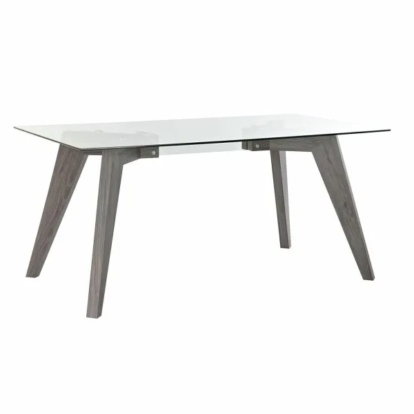 Обеденный стол DKD Home Decor Стеклянный Серый Прозрачный Деревянный MDF (160 x 90 x 75 cm)