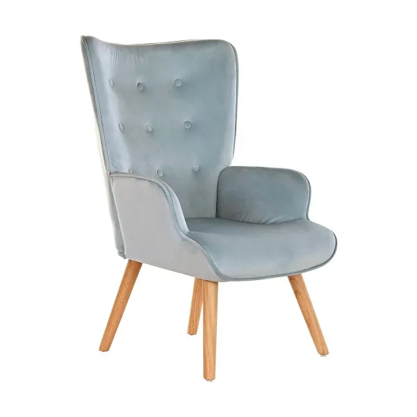 Fotelis DKD Home Decor Dangaus mėlynumo Natūralus Poliesteris Medžio 67 x 75 x 96 cm