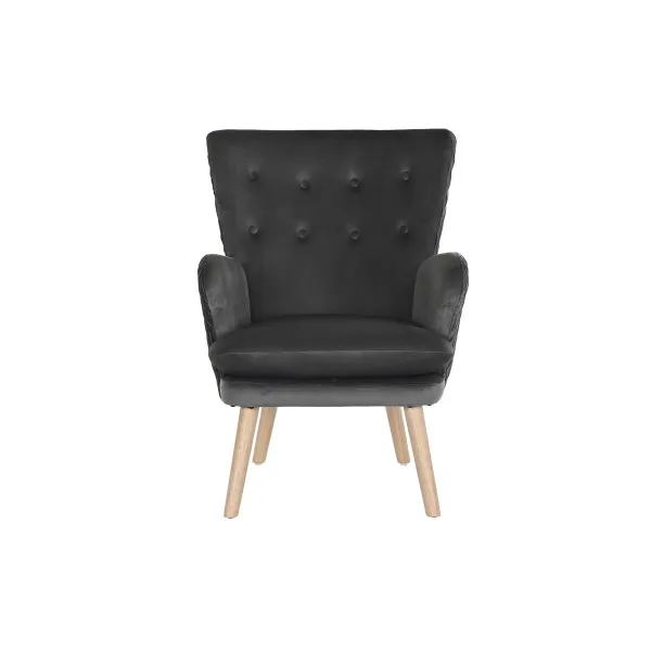 Fotelis DKD Home Decor Natūralus Tamsiai pilka Poliesteris Medžio 66 x 67 x 92 cm