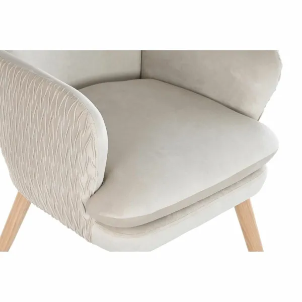 Fotelis DKD Home Decor Rusvai gelsva Natūralus Poliesteris Medžio 67 x 70 x 95 cm