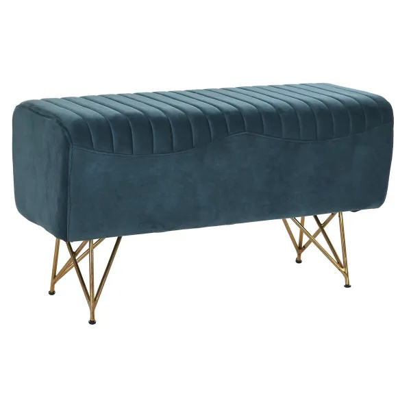 Bench DKD Home Decor   Turquoise Polyester Metal Aluminium 90 x 31 x 47 cm