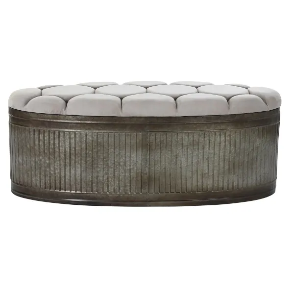 Банкетка DKD Home Decor   Бежевый Металл полиэстер Темно-коричневый (121 x 44 x 47,5 cm)