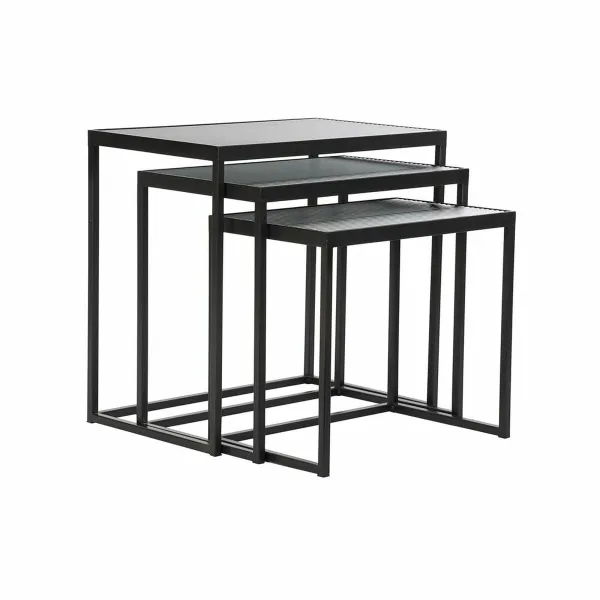 Komplekts ar 3 galdiņiem DKD Home Decor Melns 58 x 36,5 x 53,5 cm