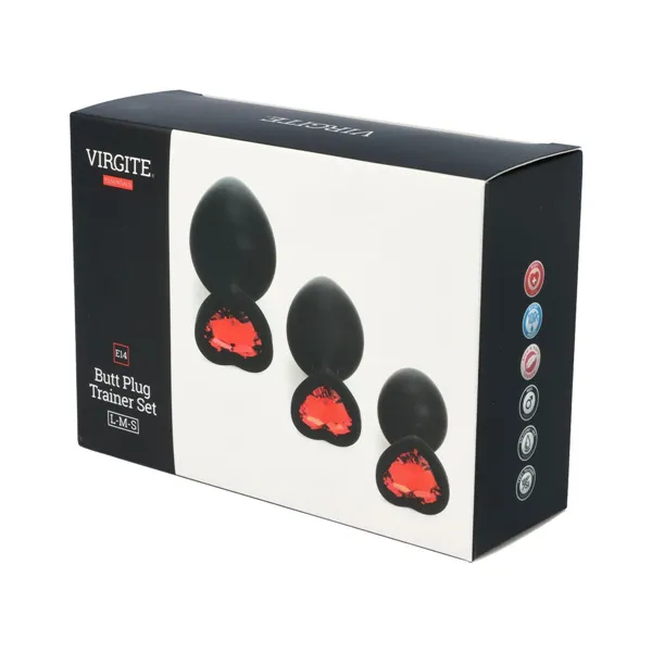 Anal plug Virgite Black Silicone Set 3 Pieces