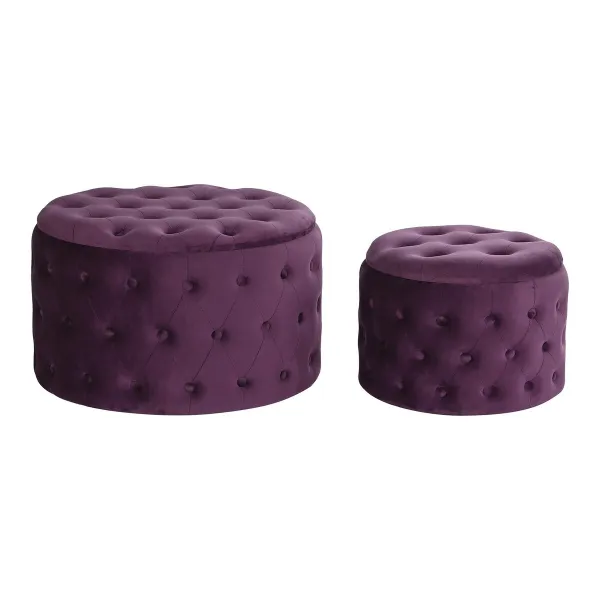 Jalkatuki DKD Home Decor Purppura Polyesteri Burgundi Puu MDF (70 x 70 x 42 cm)