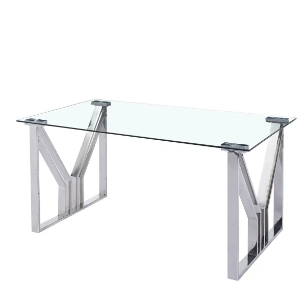 Valgomojo stalas DKD Home Decor Stiklas Plienas (180 x 90 x 75 cm)