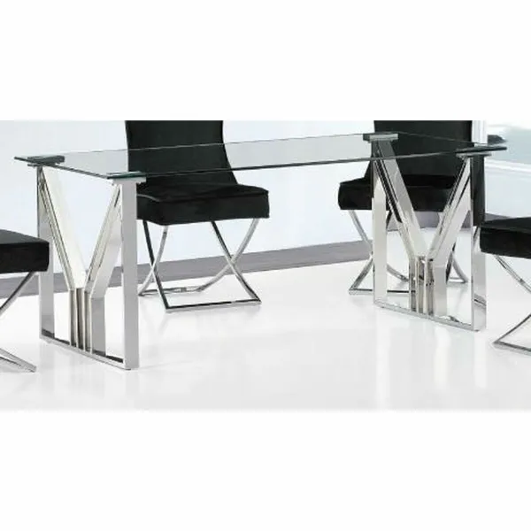 Valgomojo stalas DKD Home Decor Stiklas Plienas (180 x 90 x 75 cm)