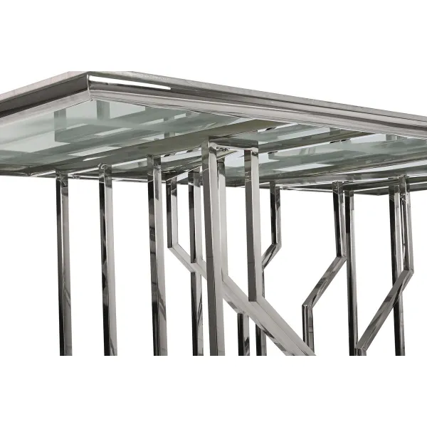 Pusdienu galds DKD Home Decor Sudrabains Stikls Tērauds (180 x 90 x 75 cm)