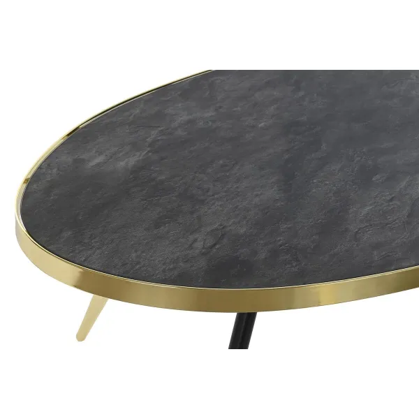 Кофейный столик DKD Home Decor Чёрный Позолоченный Стеклянный Сталь 110 x 50 x 41,5 cm