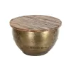 Olohuoneen pöytä DKD Home Decor Glamour Ruskea Kullattu Metalli Mangopuu 68 x 68 x 44 cm