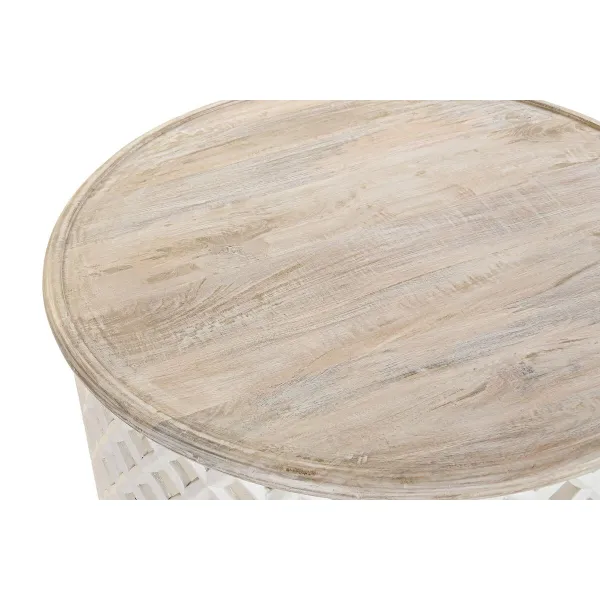 Centrinis stalas DKD Home Decor Balta Natūralus Aliuminis Mango mediena 81 x 81 x 45 cm