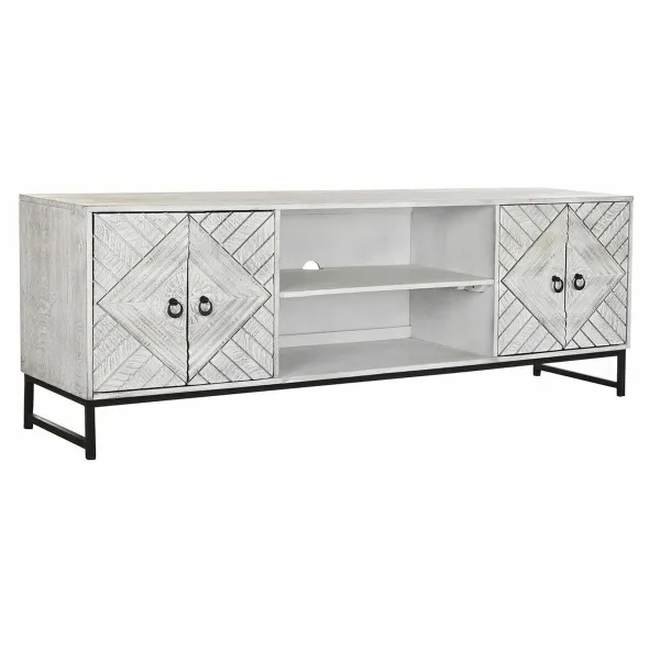 Televizoriaus baldai DKD Home Decor 180 x 40 x 60 cm Juoda Metalinis Balta Mango mediena