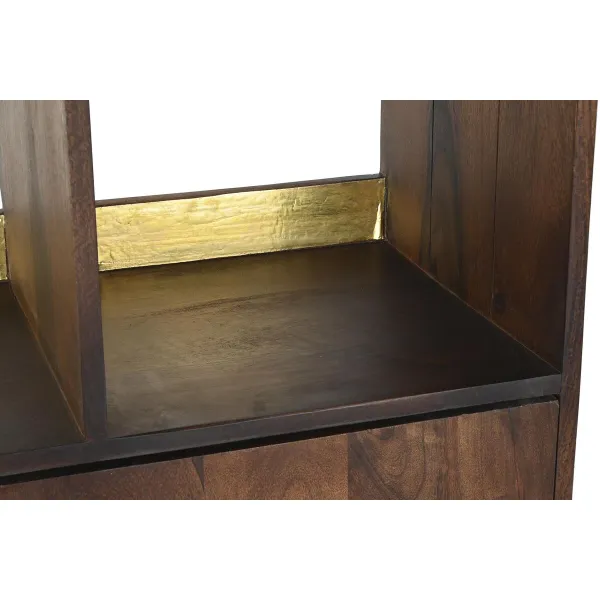 Hyllyt DKD Home Decor Musta Kullattu Metalli Tummanruskea Mangopuu 4 Hyllyt (90 x 35 x 200 cm)
