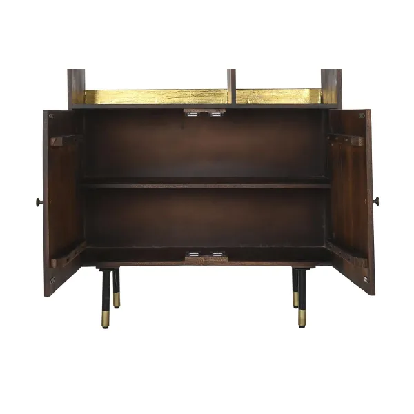 Plaukti DKD Home Decor Melns Bronza Metāls Tumši brūns Mango koks 4 Planken (90 x 35 x 200 cm)