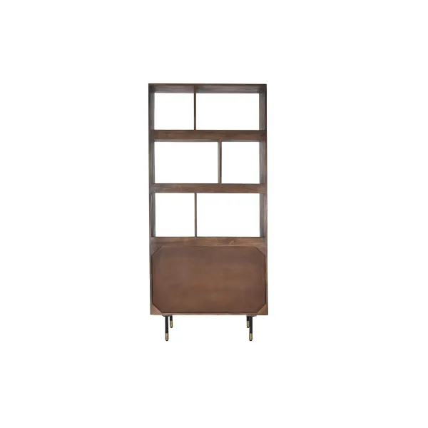 Hyllyt DKD Home Decor Musta Kullattu Metalli Tummanruskea Mangopuu 4 Hyllyt (90 x 35 x 200 cm)