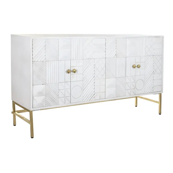 Sivupöytä DKD Home Decor Valkoinen Messinki Mangopuu 157 x 43 x 84 cm 153 x 43 x 84 cm Vinoneliö