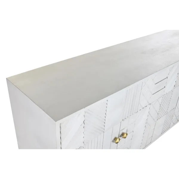 Sivupöytä DKD Home Decor Valkoinen Messinki Mangopuu 157 x 43 x 84 cm 153 x 43 x 84 cm Vinoneliö