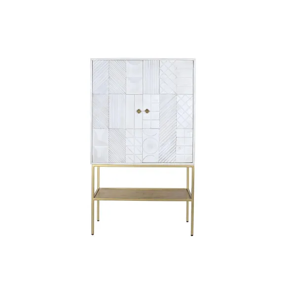Sivupöytä DKD Home Decor Valkoinen Kullattu Metalli Mangopuu 91 x 44 x 152 cm