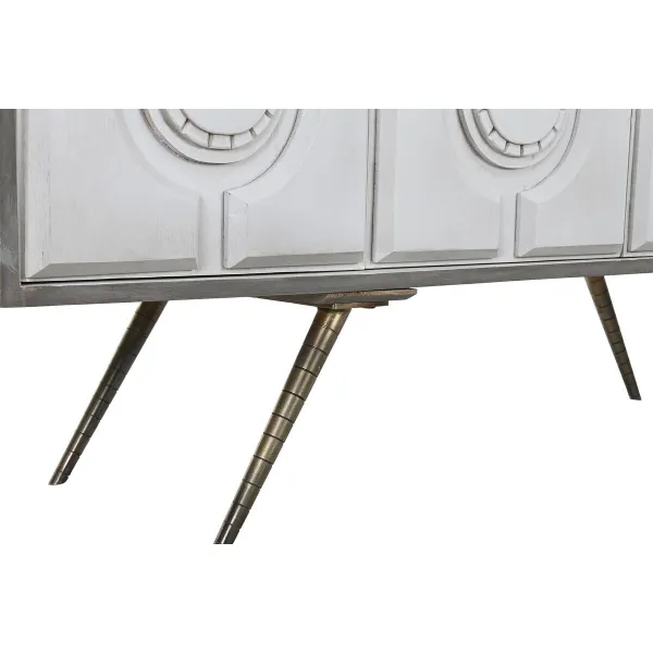 Sivupöytä DKD Home Decor Valkoinen Harmaa Kullattu Metalli Mangopuu 152 x 43 x 84 cm