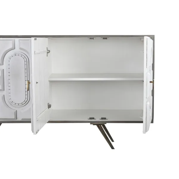 Устройство DKD Home Decor Белый Серый Позолоченный Металл Древесина манго 152 x 43 x 84 cm
