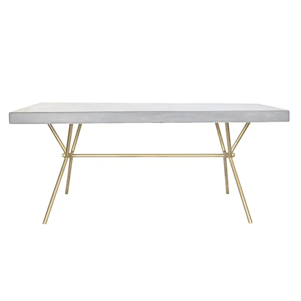 Valgomojo stalas DKD Home Decor Pilka Auksinis Balta Žalvaris Mango mediena (180 x 90 x 76 cm)