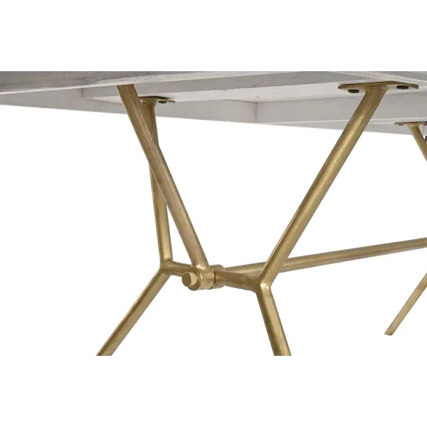 Обеденный стол DKD Home Decor Серый Позолоченный Белый Латунь Древесина манго (180 x 90 x 76 cm)
