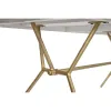 Обеденный стол DKD Home Decor Серый Позолоченный Белый Латунь Древесина манго (180 x 90 x 76 cm)