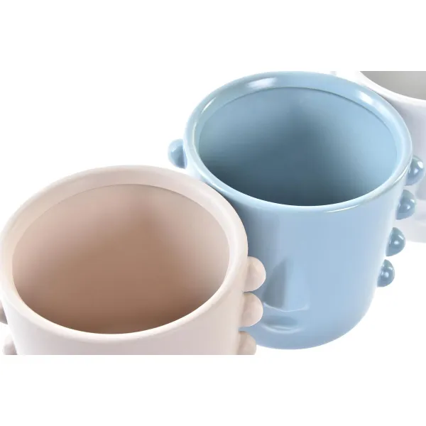 Подставка под цветочный горшок DKD Home Decor Лицо Керамика (15 x 13 x 12,5 cm) (4 штук)