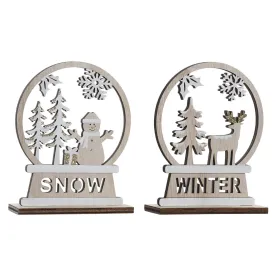 Новогоднее украшение DKD Home Decor Деревянный Северный олень (12 x 4 x 15 cm) (2 штук)