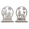 Christmas bauble DKD Home Decor Wood Reindeer (12 x 4 x 15 cm) (2 Units)