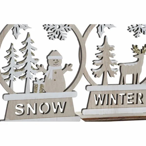 Kalėdų papuošalai DKD Home Decor Medžio Šiaurės elnias (12 x 4 x 15 cm) (2 vnt.)