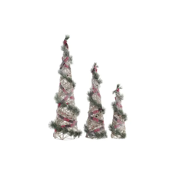 Lighting decoration DKD Home Decor Red Green Natural Snowfall 20 x 20 x 80 cm Cones Christmas LED (3 Pieces)