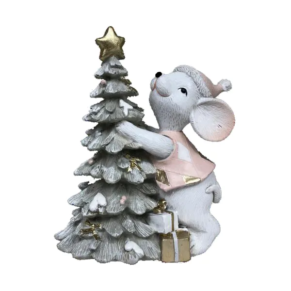 Ziemassvētku Nieciņš DKD Home Decor Pele Sveķi (10 x 6,5 x 11 cm) (2 gb.)
