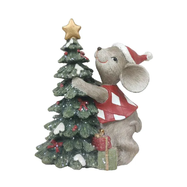 Новогоднее украшение DKD Home Decor Мышь Смола (10 x 6,5 x 11 cm) (2 штук)