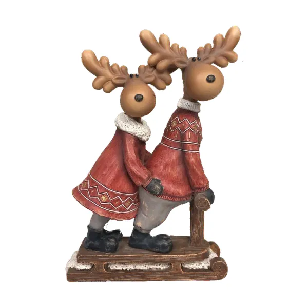 Ziemassvētku Nieciņš DKD Home Decor Sveķi Ziemeļbrieži (13 x 6 x 18 cm) (4 gb.)