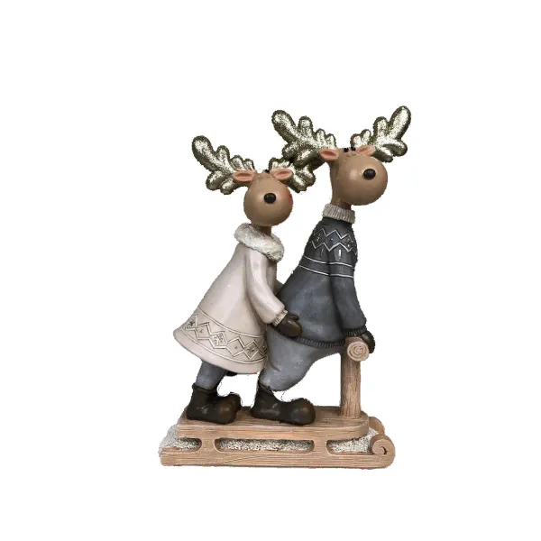 Новогоднее украшение DKD Home Decor Смола Северный олень (13 x 6 x 18 cm) (4 штук)