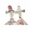 Koristehahmo DKD Home Decor Pinkki Hiiri 16 x 11 x 55 cm (2 osaa)