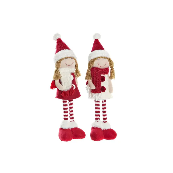 Dekoratīvās figūriņas DKD Home Decor Ziemassvētki Lelle Poliesters Meitenes (11 x 7 x 43 cm) (2 gb.)