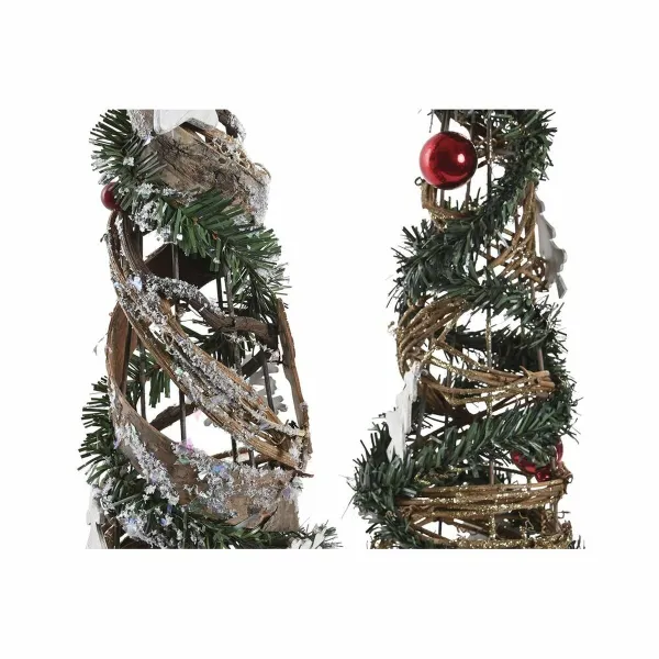 Jaungada eglīte DKD Home Decor Dabisks Sarkans Metāls Zaļš (14 x 14 x 51 cm) (2 gb.)