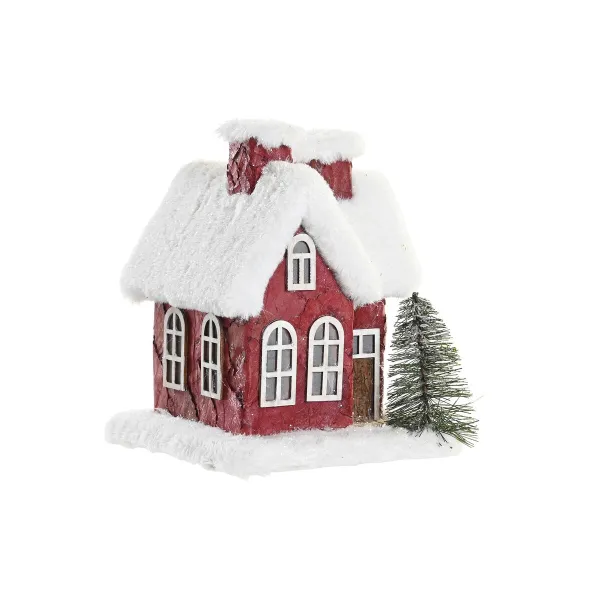 Миниатюрный дом DKD Home Decor Белый Красный 17 x 16,5 x 17 cm (2 штук)