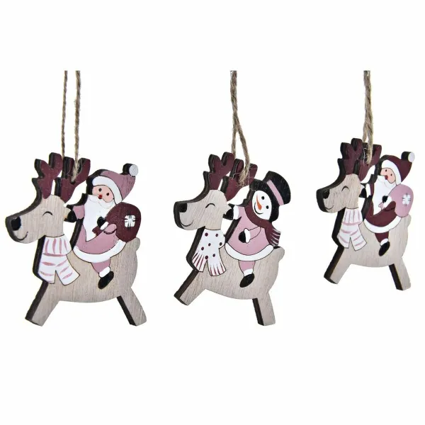 Ziemassvētku rotājumu komplekts DKD Home Decor Koks MDF (21 x 8,2 x 1,5 cm) (8 cm) (2 gb.)