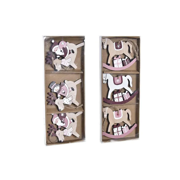 Kalėdinių papuošimų rinkinys DKD Home Decor Medžio MDF (21 x 8,2 x 1,5 cm) (8 cm) (2 vnt.)