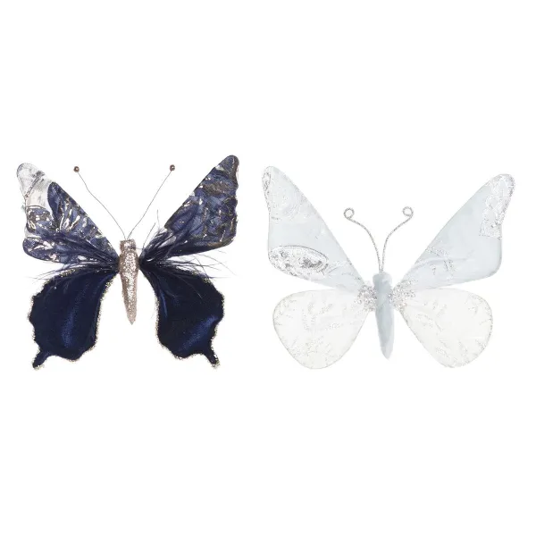 Новогоднее украшение DKD Home Decor полиэстер Бабочка (2 штук) (23 x 3 x 19 cm)