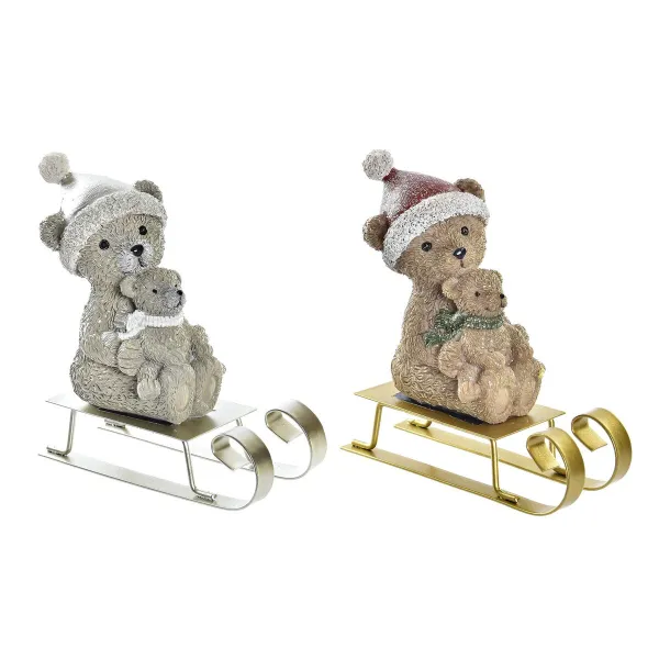 Ziemassvētku Nieciņš DKD Home Decor Sveķi Lācis (10 x 4 x 9,5 cm) (2 gb.)