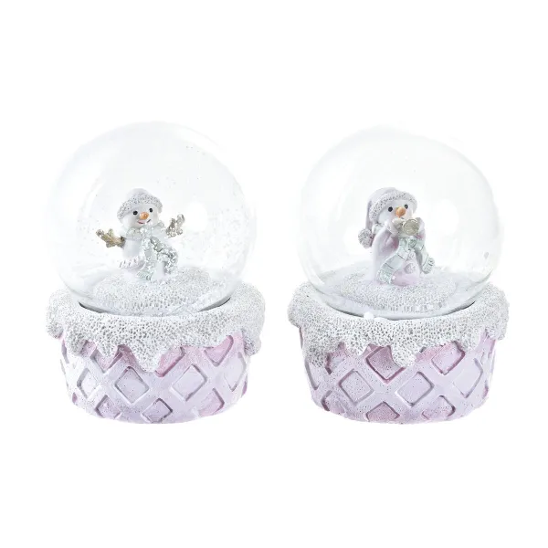 Sniega lelle DKD Home Decor Balts Rozā 7 x 7 x 9 cm (2 gb.)
