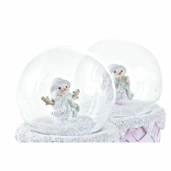 Lėlė-snieguolė DKD Home Decor Balta Rožinė 7 x 7 x 9 cm (2 vnt.)