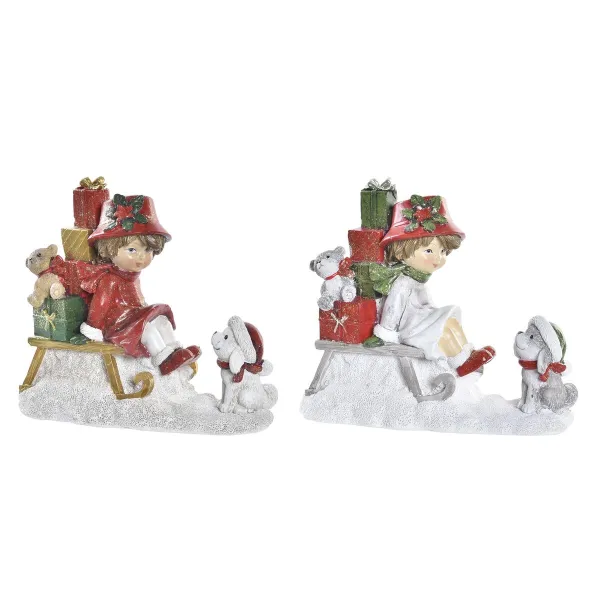 Joulukuusenpallo DKD Home Decor Hartsi (14,5 x 7 x 12,5 cm) (2 osaa)